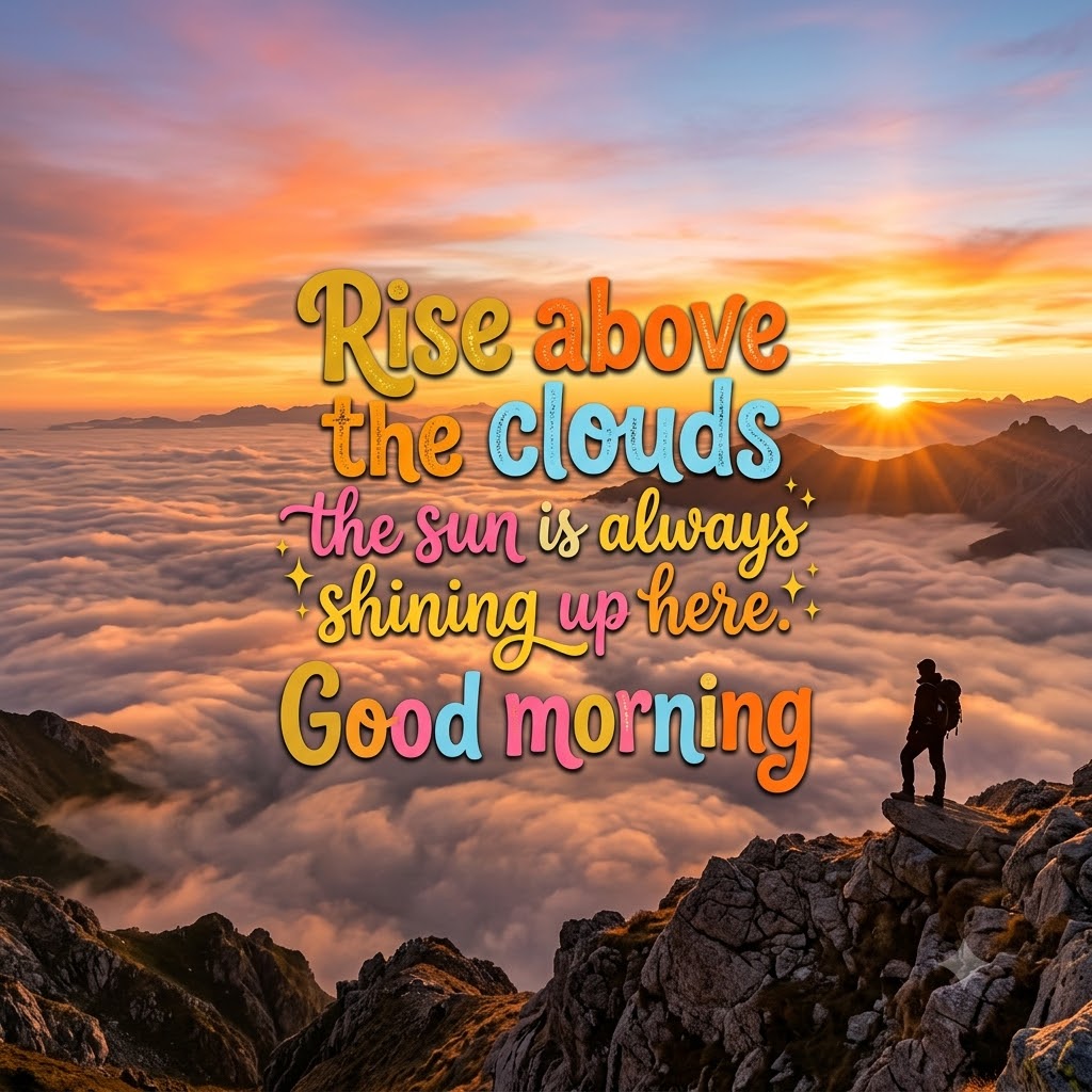 Above The Clouds Sunrise Good Morning | Good Morning Nature Images quotes and wishes