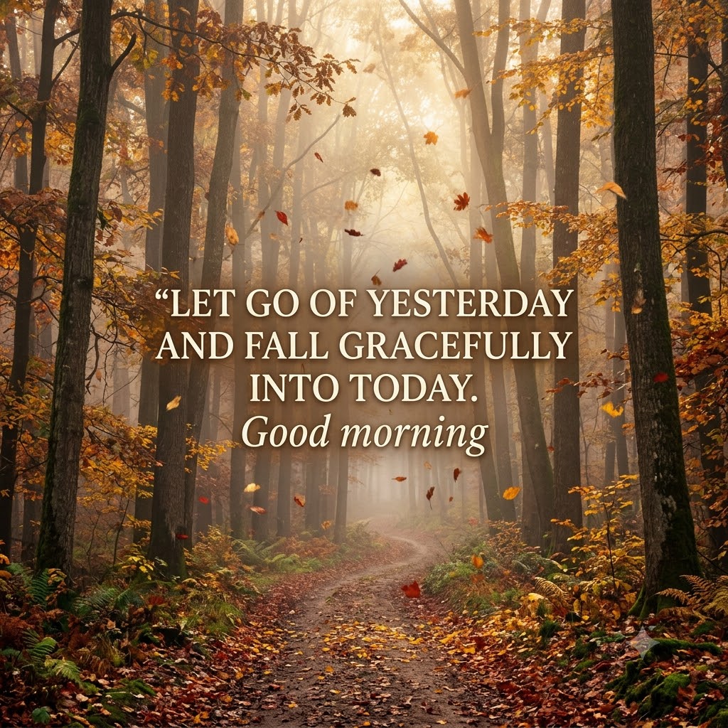 Autumn Forest Fog Morning Good Morning | Good Morning Nature Images quotes and wishes