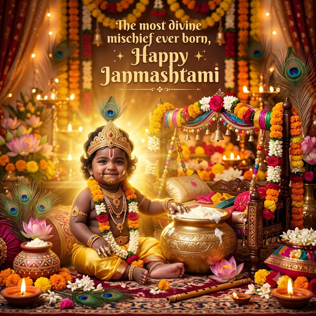 Baby Krishna Butter Janmashtami | Happy Krishna Janmashtami Images quotes and wishes