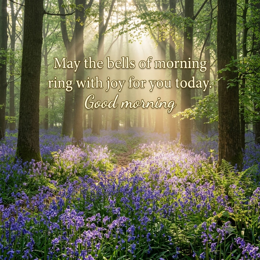 Bluebell Woodland Morning Good Morning | Good Morning Images With Flowers quotes and wishes