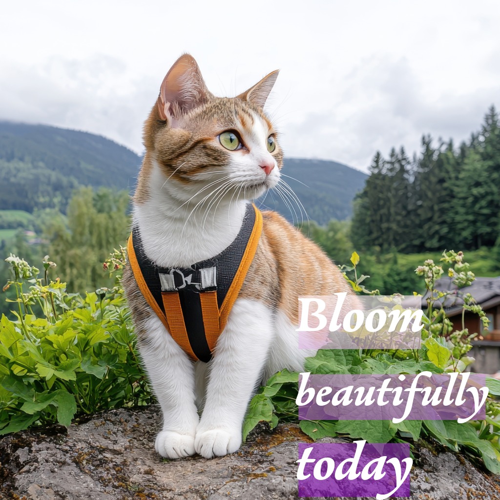 Cat And Flowers