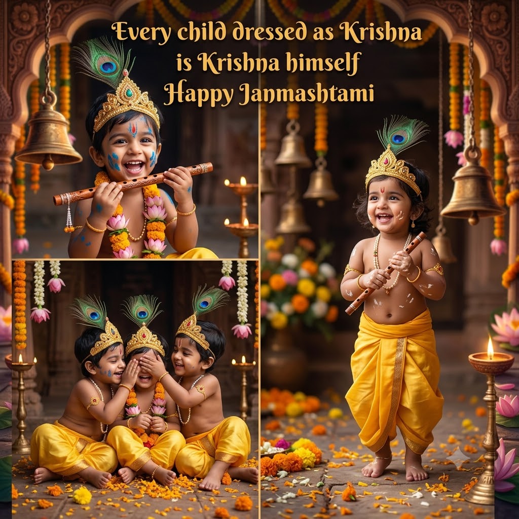 Children Dressed As Krishna Janmashtami