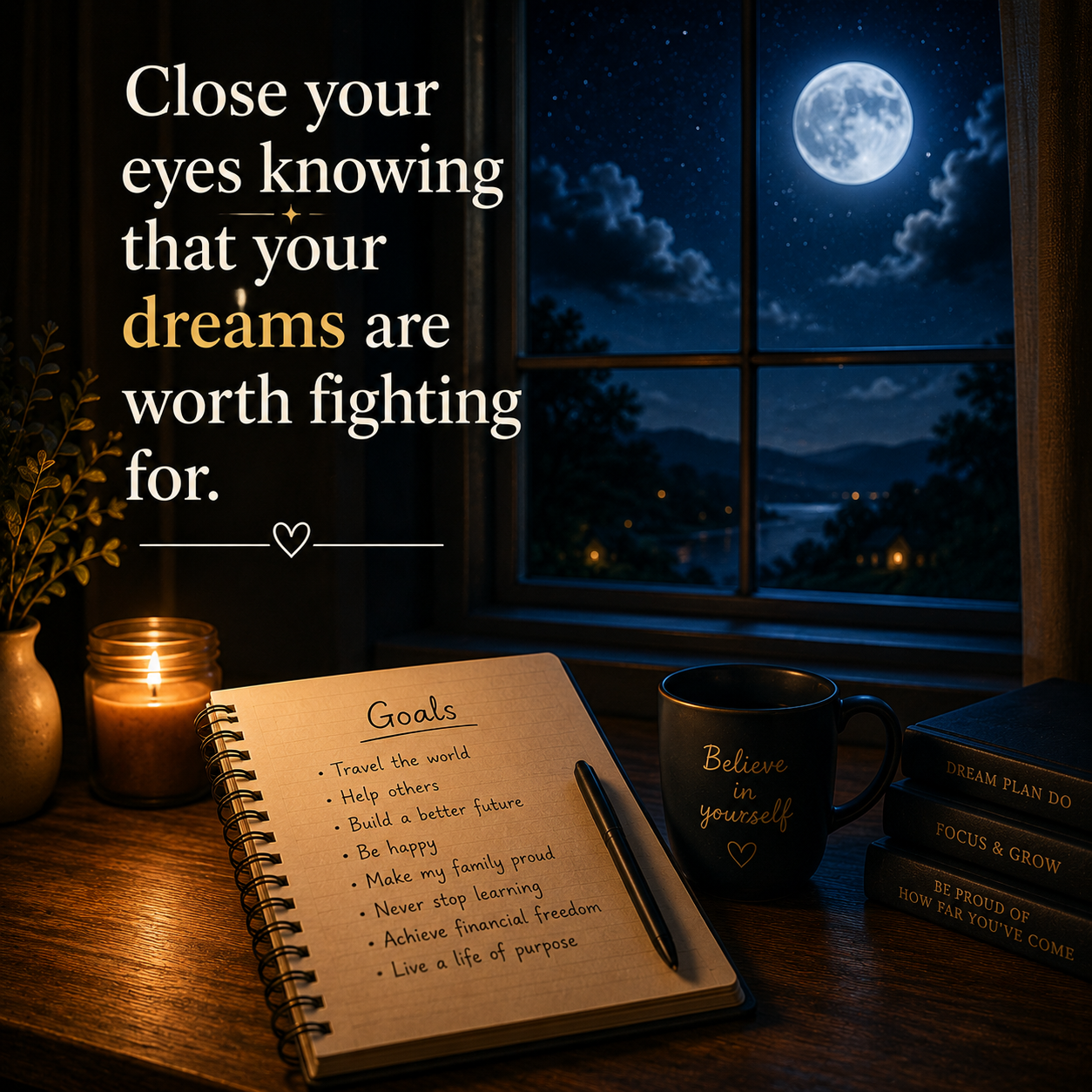 Dream With Purpose Night | Good Night Images With Quotes quotes and wishes