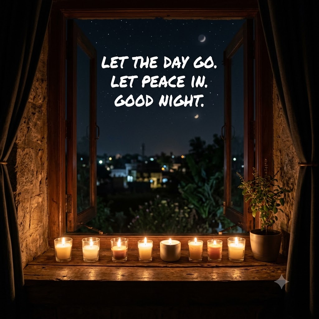 Evening Candle Peace Night | Good Night Images 2026 quotes and wishes
