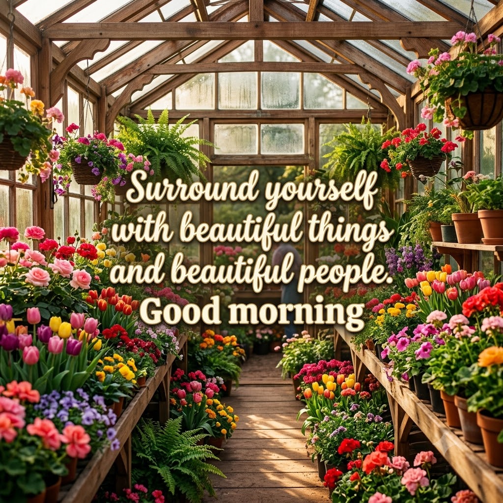 Flower Greenhouse Morning Good Morning | Good Morning Images With Flowers quotes and wishes
