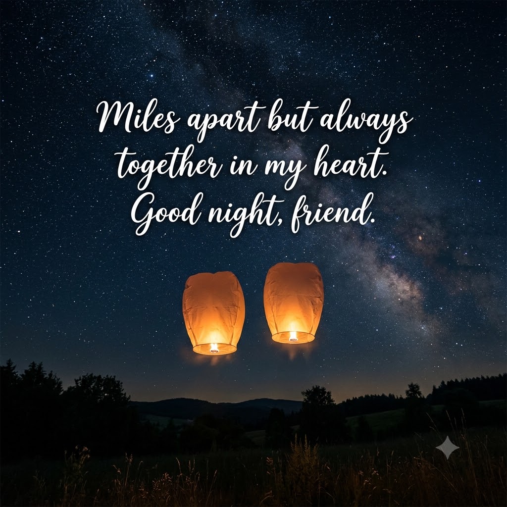 Friends Across Miles Night | Good Night Friendship Images quotes and wishes