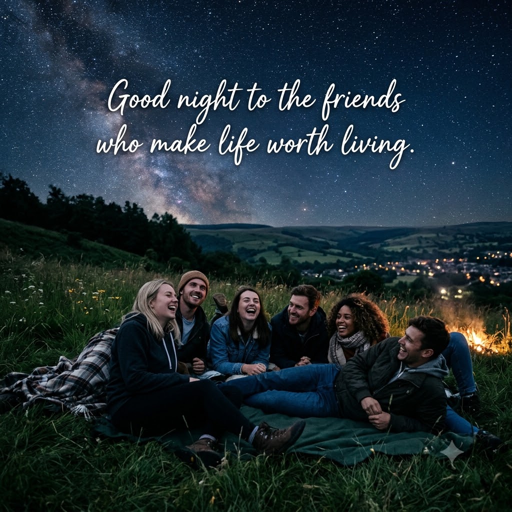 Friends Under Stars Night | Good Night Friendship Images quotes and wishes