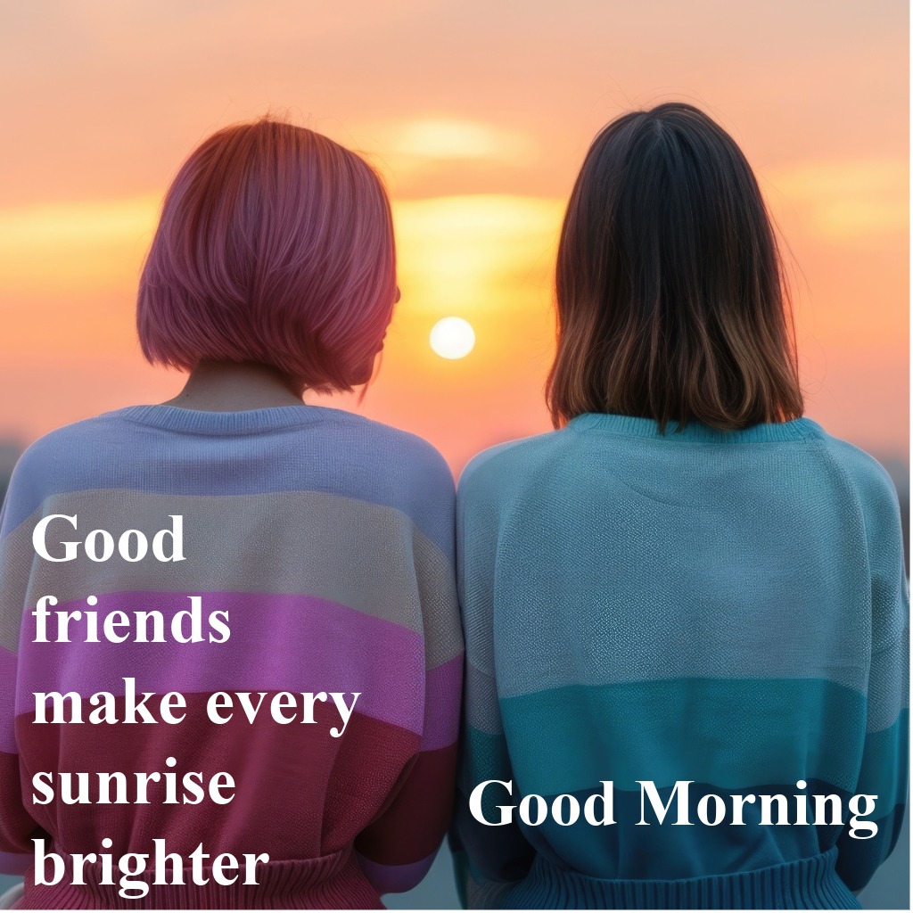 Friends Watching Sunrise | Good Morning Friendship Images quotes and wishes