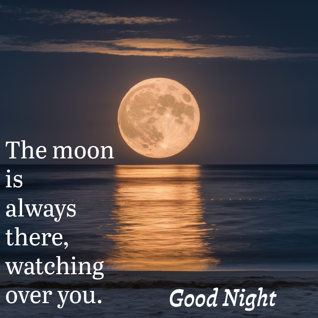 Full Moon Over Ocean | Good Night Images With Moon quotes and wishes