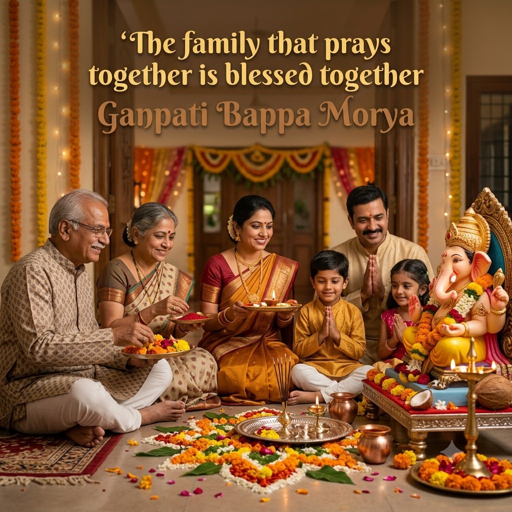 Ganesh Chaturthi Family Puja Together | Happy Ganesh Chaturthi  Images quotes and wishes