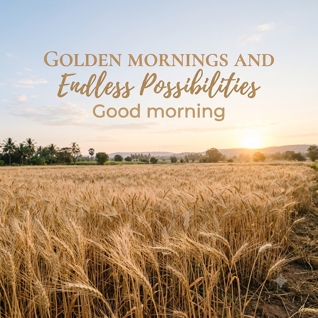 Golden Wheat Field Good Morning | Good Morning Nature Images quotes and wishes