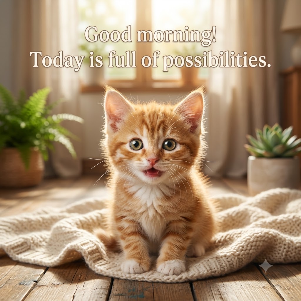 Happy Morning Kitten | Good Morning Images With Cats quotes and wishes
