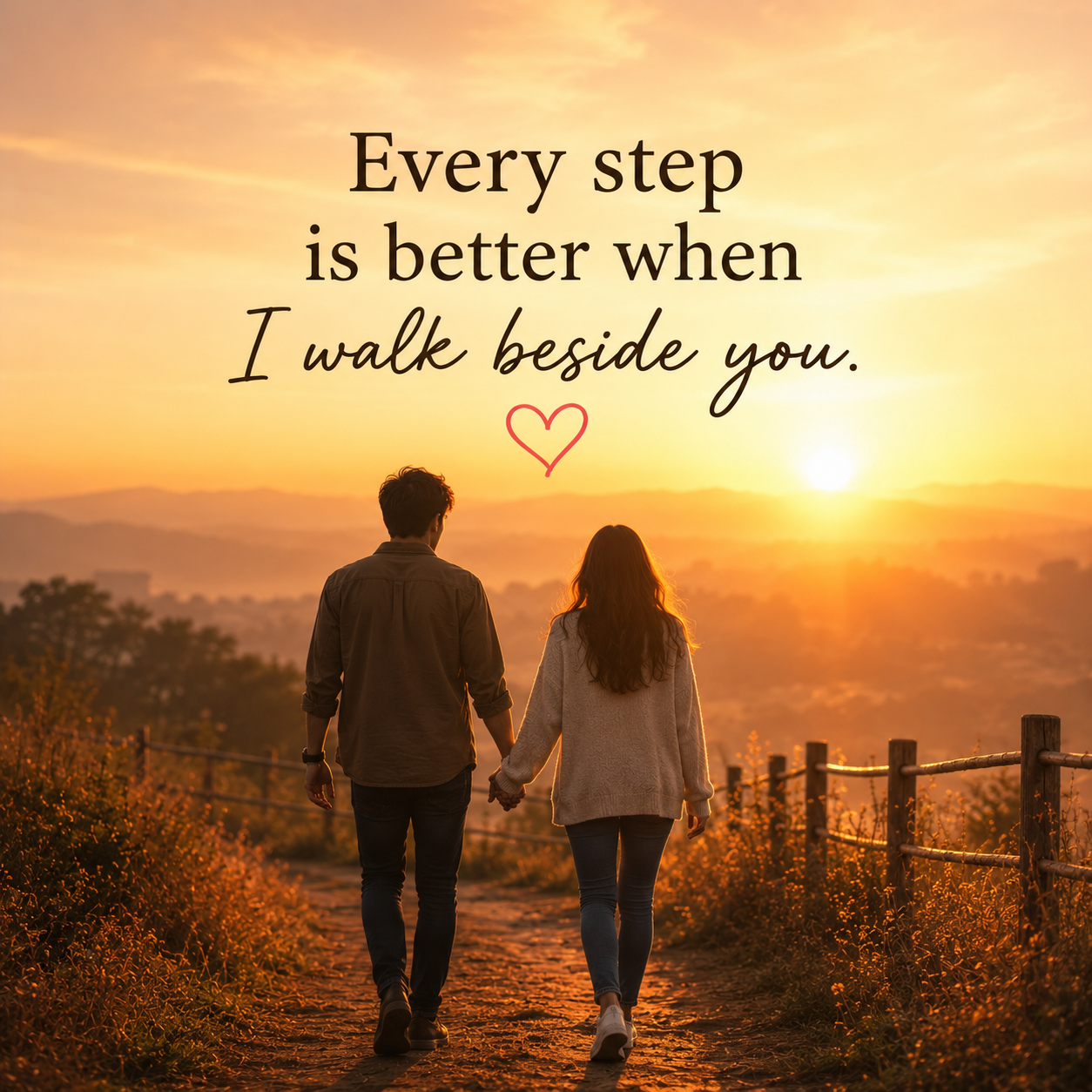 Holding Hands At Sunrise | Good Morning Images Between Couples quotes and wishes