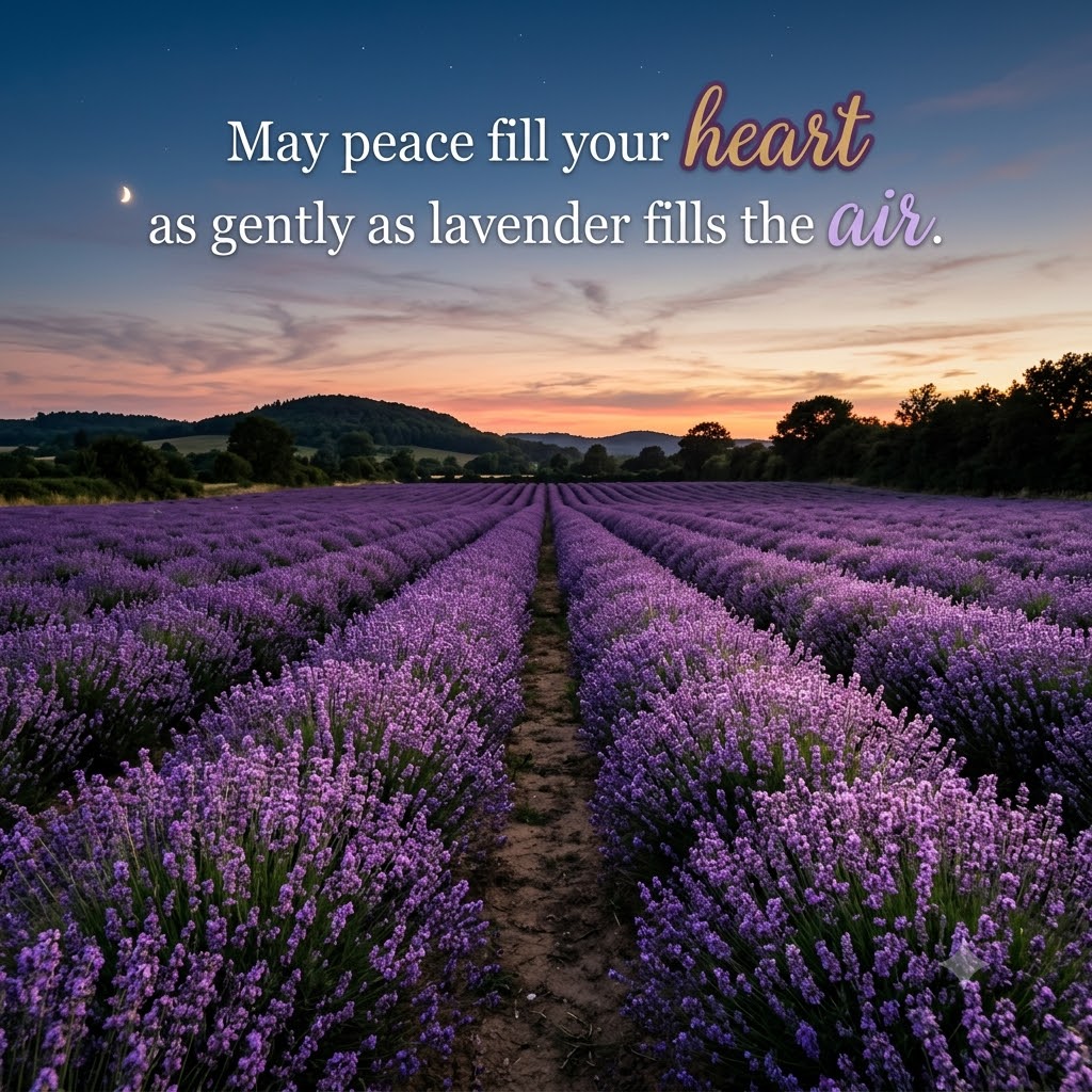 Lavender Fields Peace Night | Good Night Images 2026 quotes and wishes
