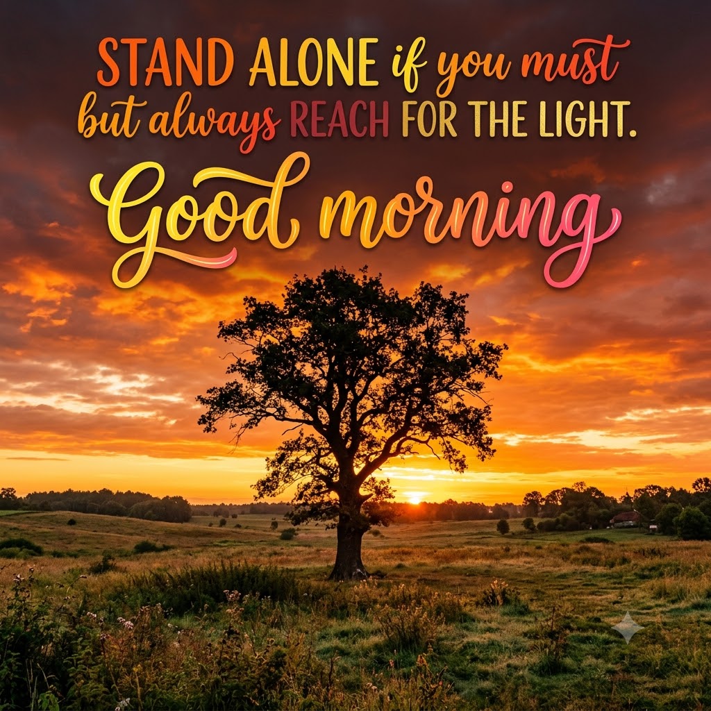 Lone Tree Sunrise Good Morning | Good Morning Nature Images quotes and wishes