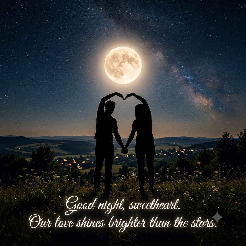 Love Brighter Than Stars | Good Night Images Between Couples quotes and wishes