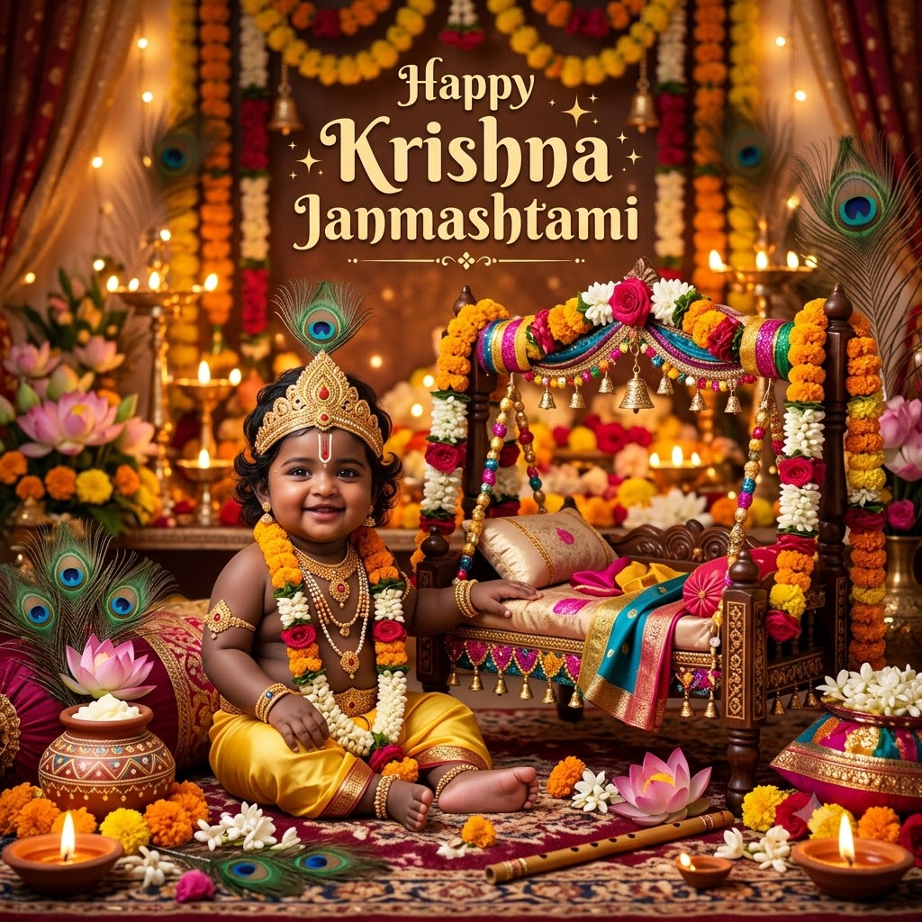 May Krishna Bless You With Happiness | Happy Krishna Janmashtami Images quotes and wishes