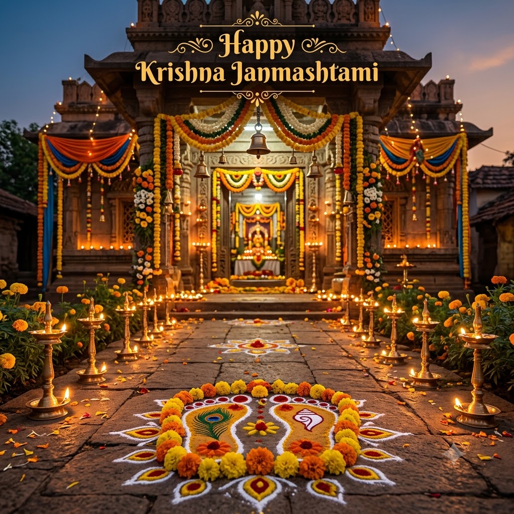 May Krishna's Footsteps Lead You to Blessings | Happy Krishna Janmashtami Images quotes and wishes