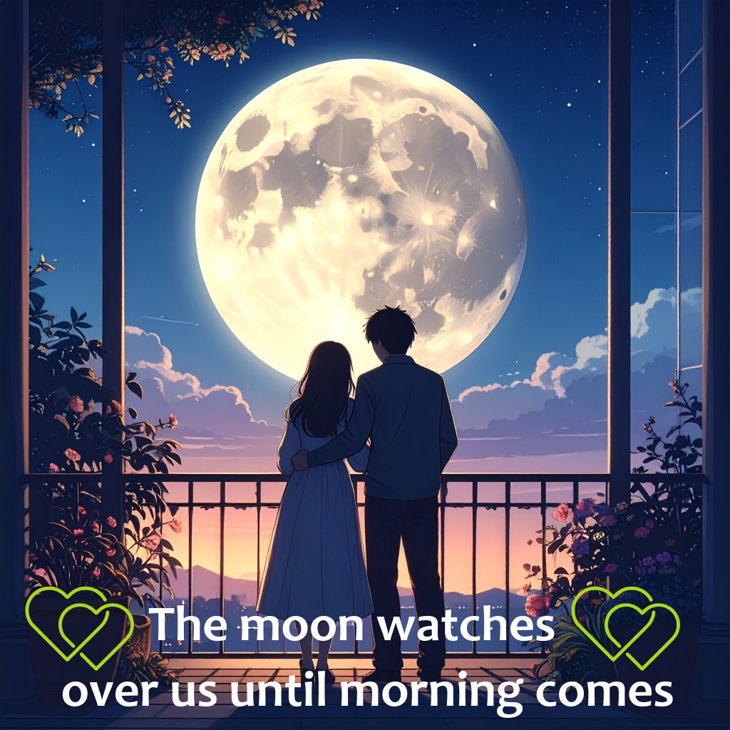 Moon Balcony Couple | Good Night Images Between Couples quotes and wishes