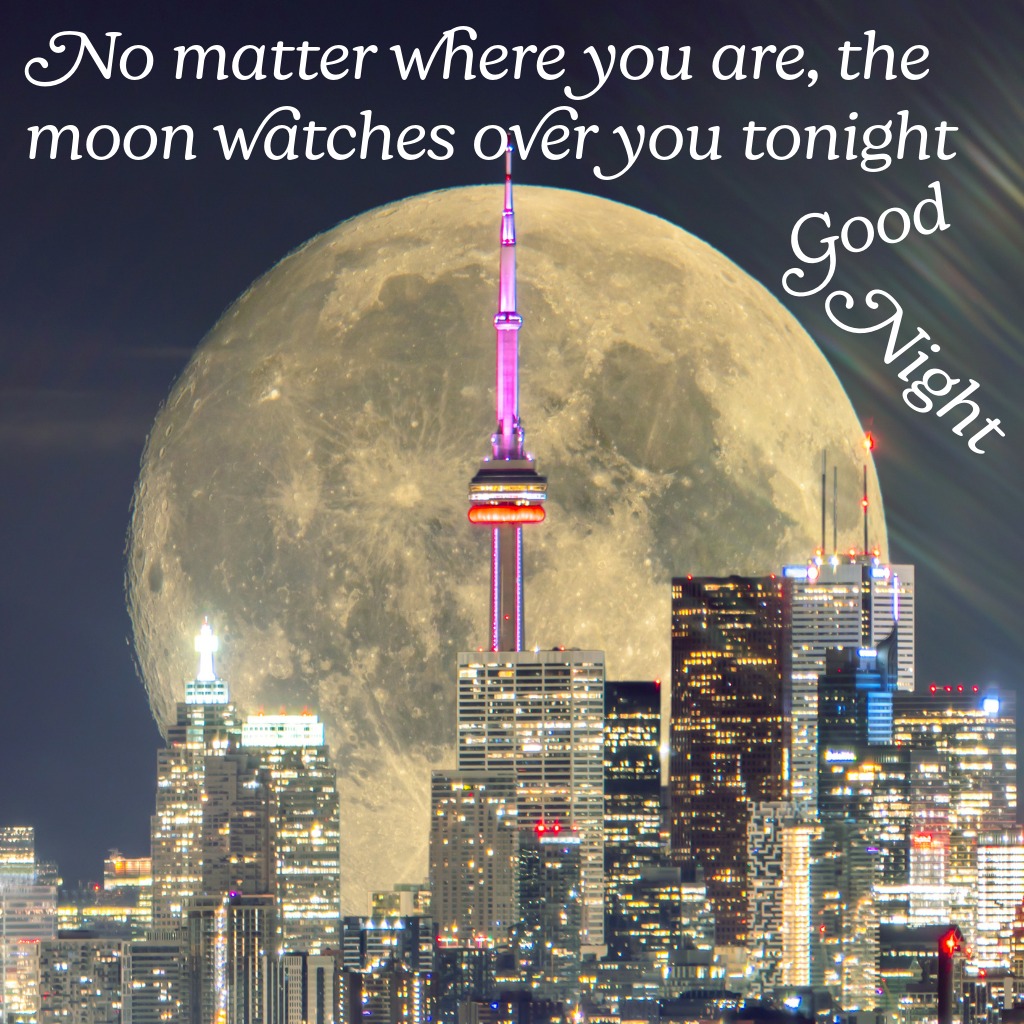 Moon Over City Night | Good Night Images With Moon quotes and wishes