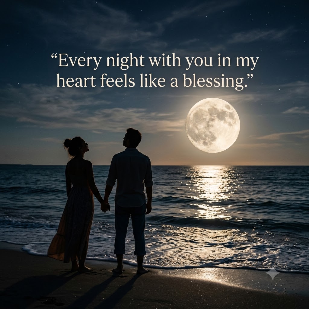 Moonlit Couple Good Night | Good Night Images Between Couples quotes and wishes