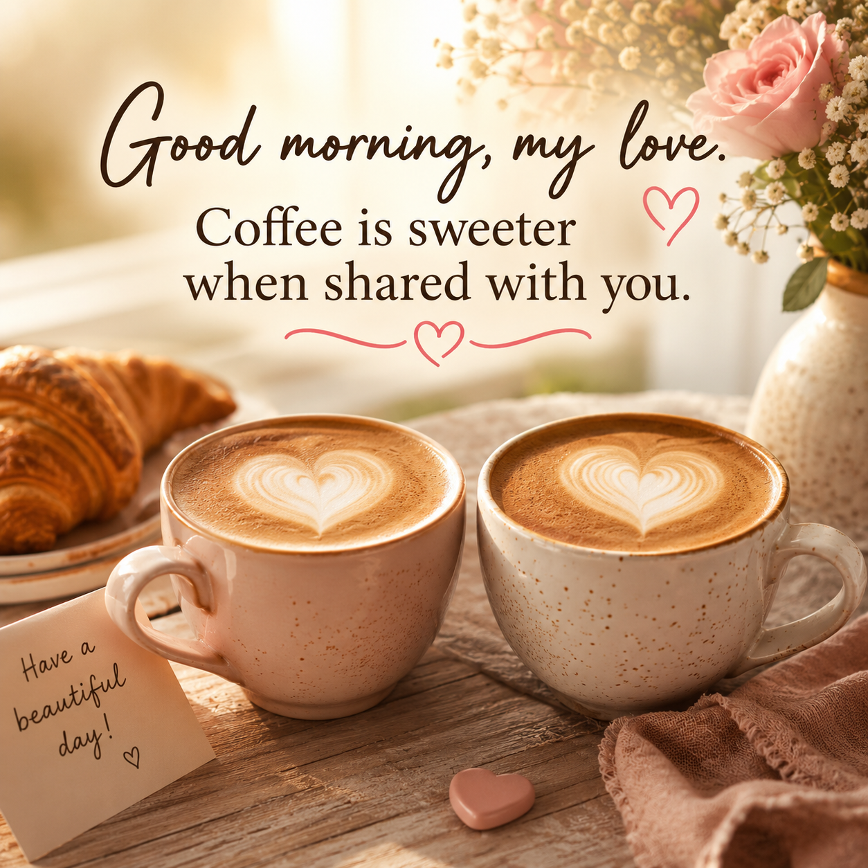 Morning Coffee For Two | Good Morning Images Between Couples quotes and wishes