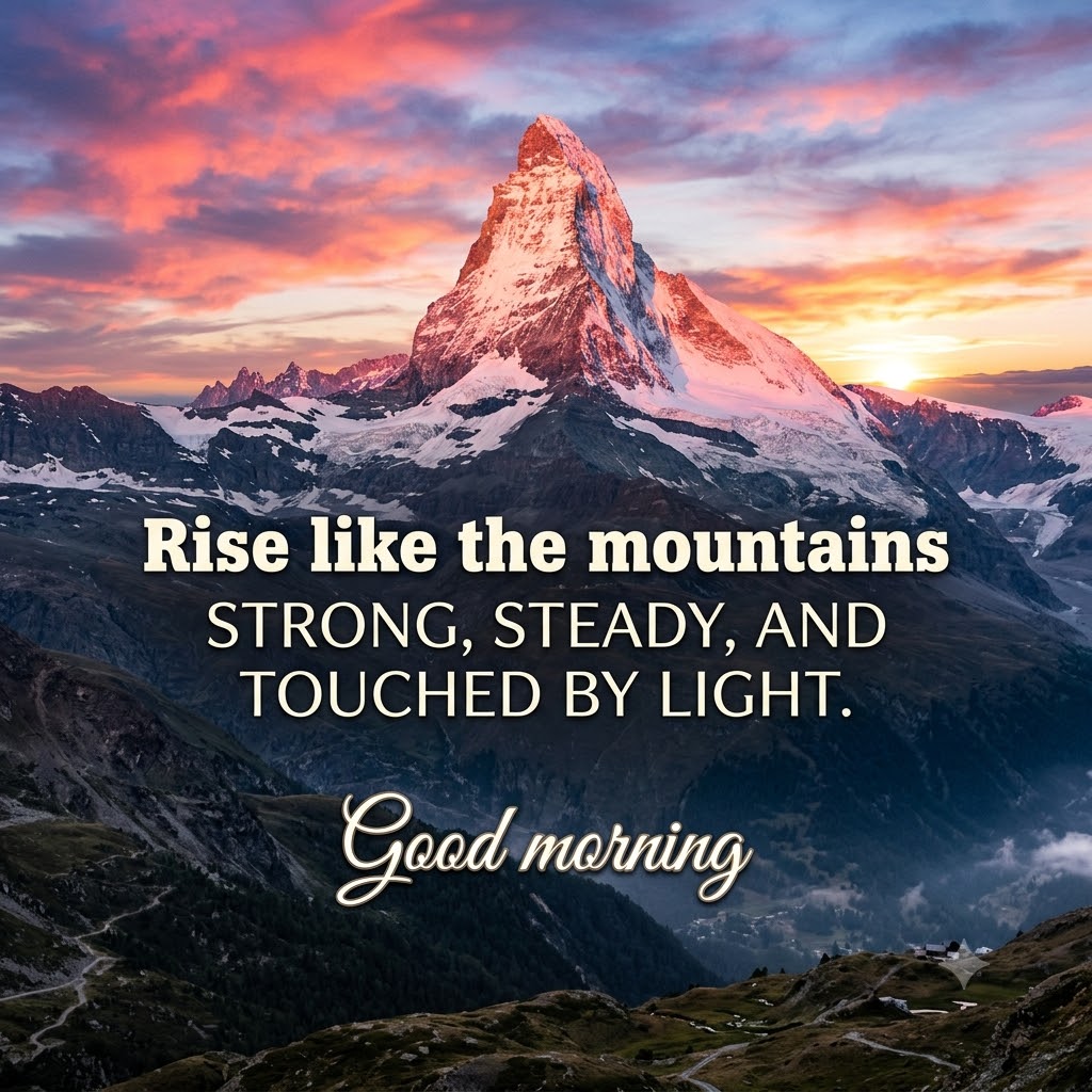 Mountain Sunrise Glow Good Morning | Good Morning Nature Images quotes and wishes
