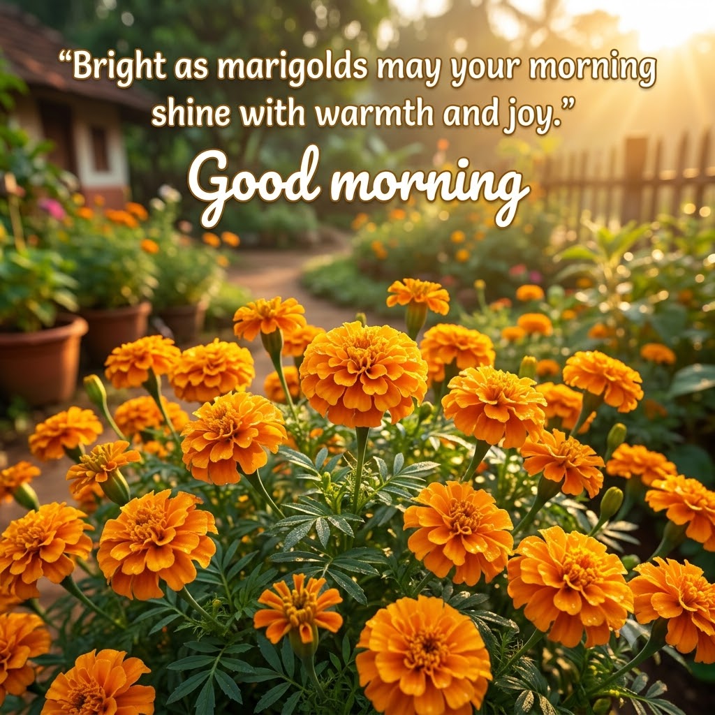 Orange Marigold Morning Good Morning | Good Morning Images With Flowers quotes and wishes