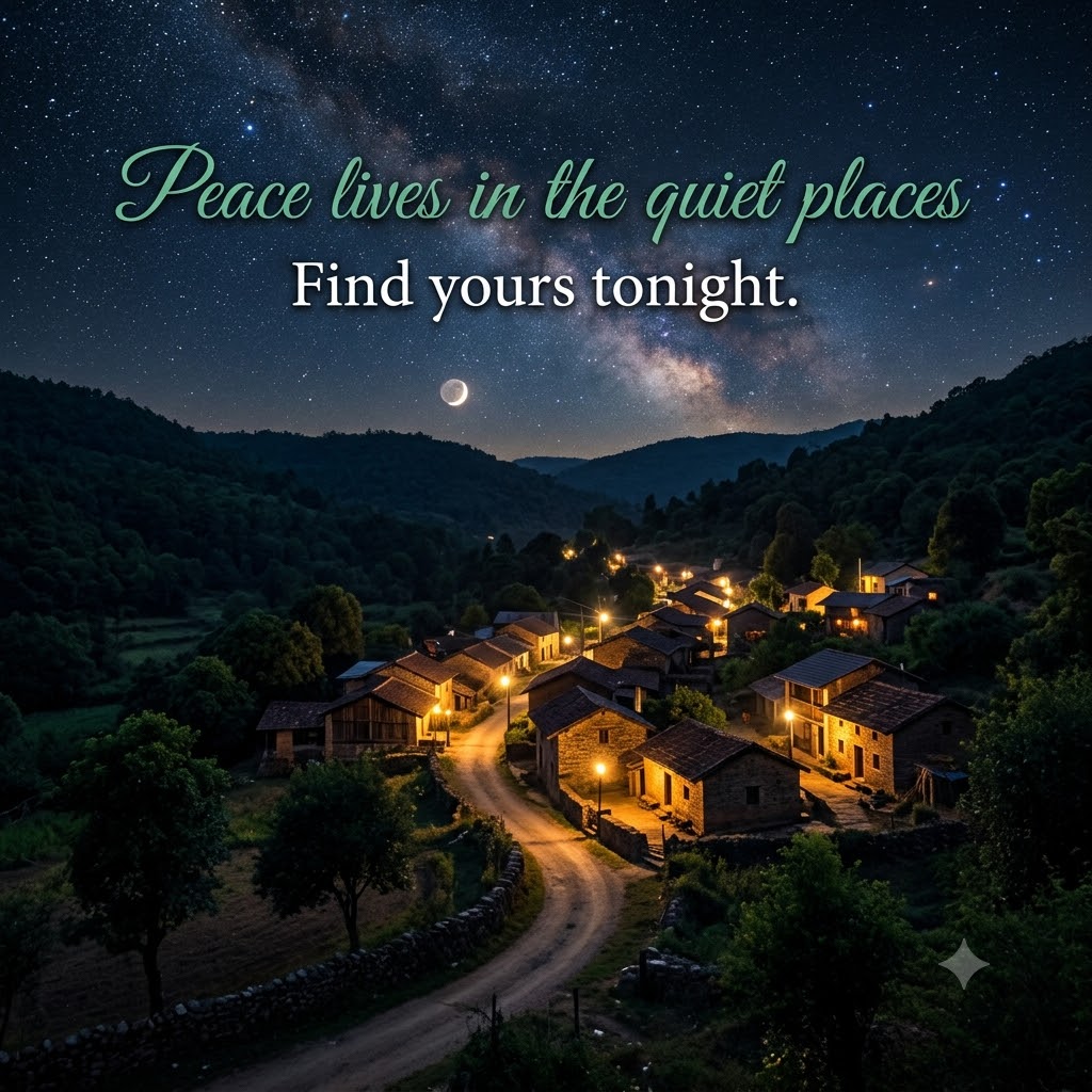Peaceful Village Night | Good Night Images 2026 quotes and wishes