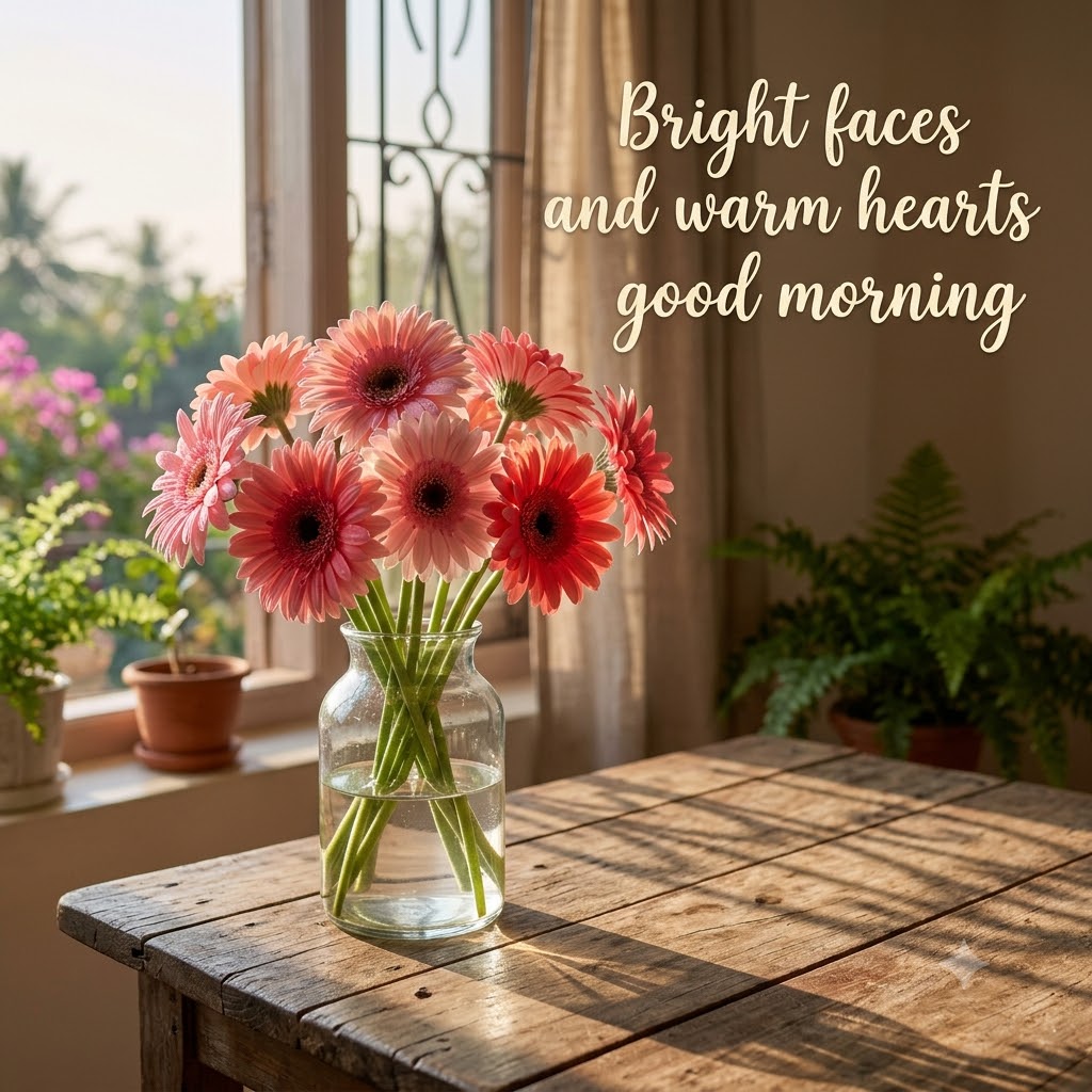 Pink Gerbera Daisy Morning Good Morning | Good Morning Images With Flowers quotes and wishes