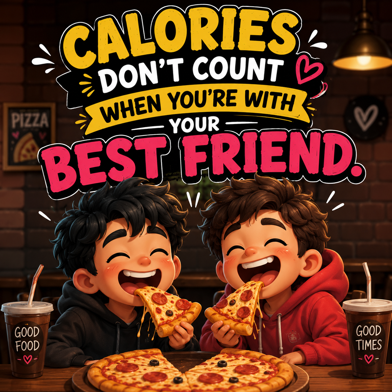 Pizza Friends | Happy Friendship Day Images quotes and wishes