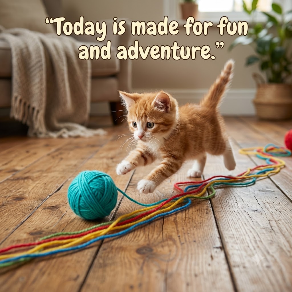 Playful Morning Kitten | Good Morning Images With Cats quotes and wishes