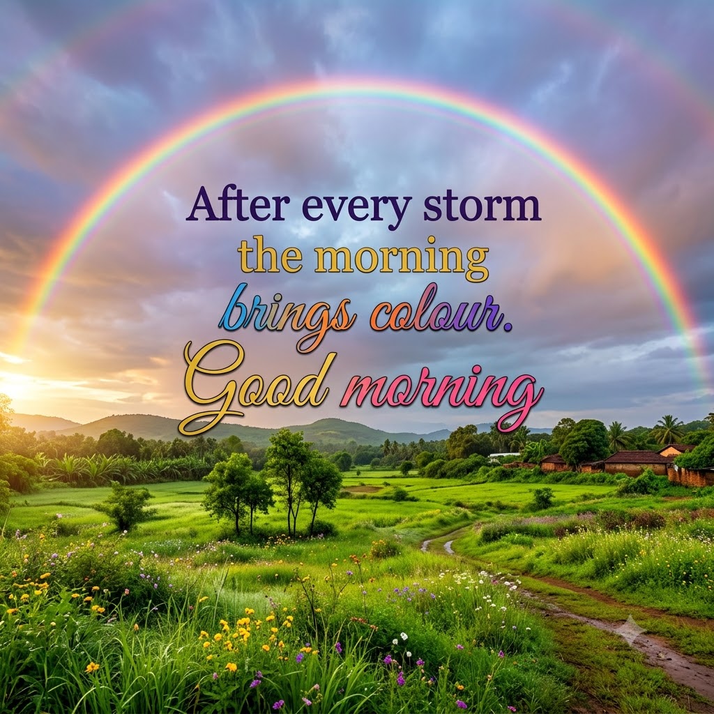 Rainbow Morning Meadow Good Morning | Good Morning Nature Images quotes and wishes