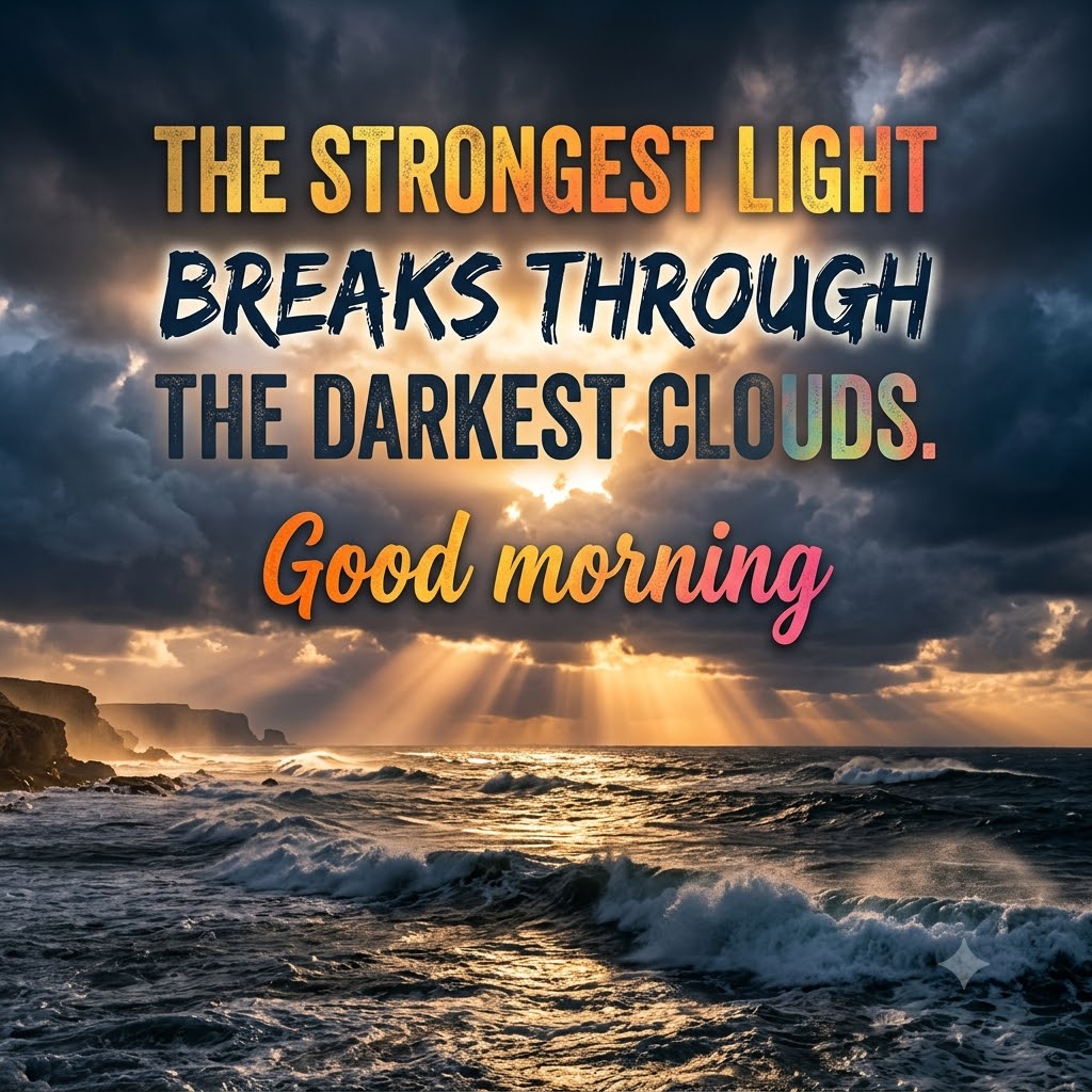 Storm Clouds Morning Light Ocean Good Morning | Good Morning Nature Images quotes and wishes