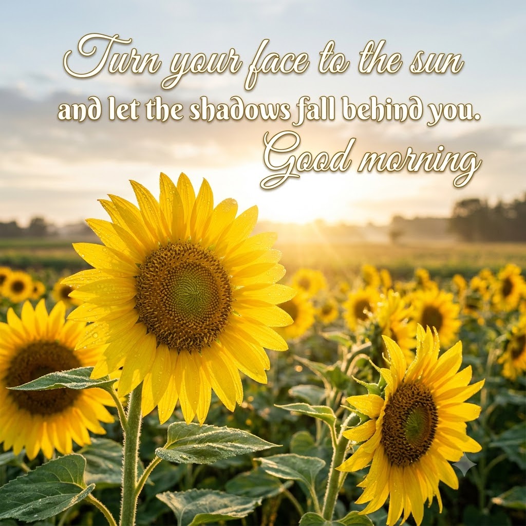 Sunflower Water Drops Good Morning | Good Morning Images With Flowers quotes and wishes