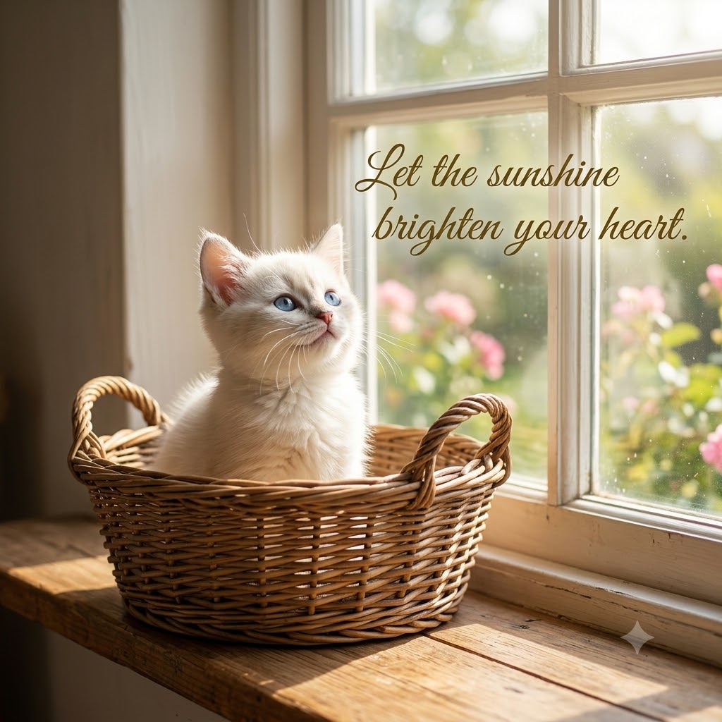 Sunshine Window Kitten | Good Morning Images With Cats quotes and wishes