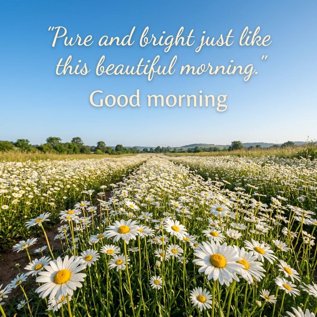 White Daisy Field Good Morning | Good Morning Images With Flowers quotes and wishes